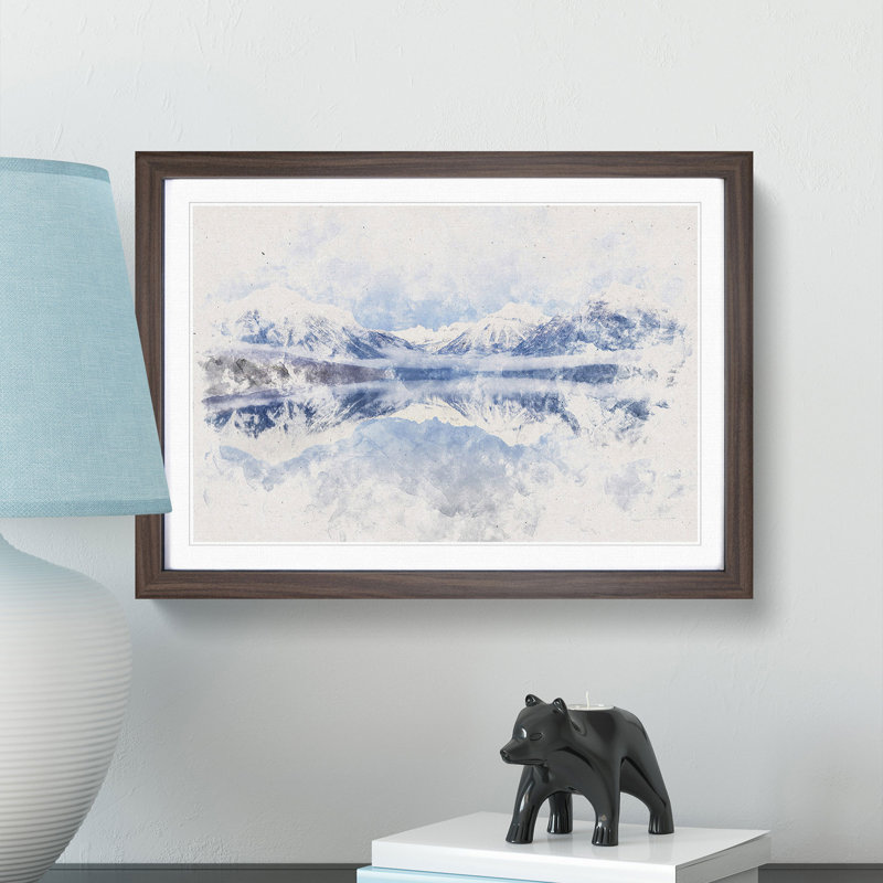 Lake Mcdonald in Montana - Picture Frame Painting Print, 33cm H x 45cm W x 2cm D, Walnut Framed