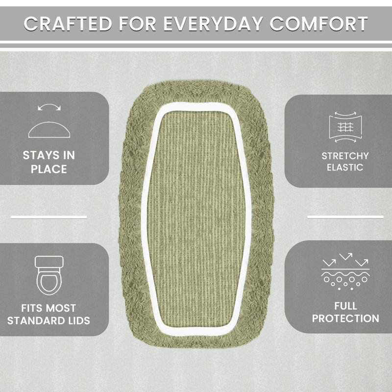 Tapis pour salle de bain Dobrinka, Vert, 10 po x 22 po (couvercle de réservoir)