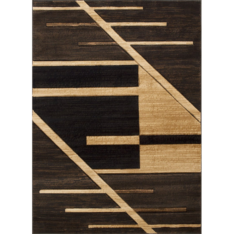 Tapis géométrique chocolat/beige Diva, Rectangle 5 pi x 7 pi