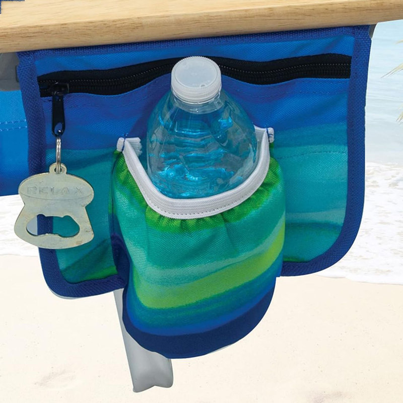 Portable et polyvalent: la chaise de plage classique à 5 positions avec sac à dos pliant - rayures bleues et vertes, Bleu