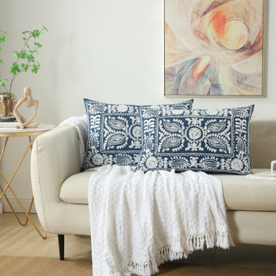 Embroidery Pillow Cover Cotton Canvas Coiling Embroidery Pillow Cover