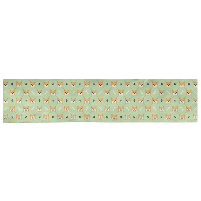 Chemin de table géométrique avicia, 73,5 po x 17,5 po, Vert clair, Coton