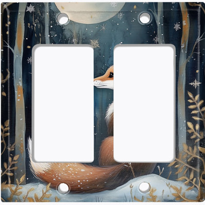 Couvercle de plaque d'interrupteur en métal; Bascule de taille standard US 2 - Renard des neiges