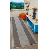 Soft Medium Pile Anti Slip Antibacterial Greek Bordered Gray Design Custom Size Long Rug Runner