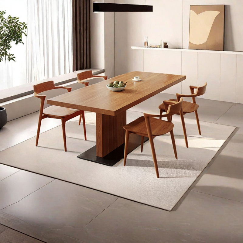 Solid wood ash dining table set, 29.53"H x 62.99"L x 31.5"W