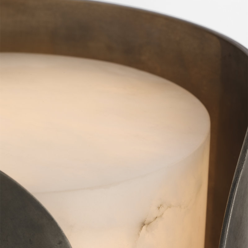 Anne-Marie Barton Armise 18" Sconce with Alabaster, 14" H x 7" W x 7.75" D, Mottled Pewter