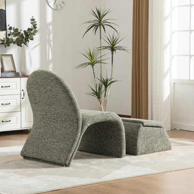 Fauteuil rembourré moderne avec repose-pieds avec rangement, repose-pieds en chenille pour salon, chambre à coucher, bureau et salle de lecture