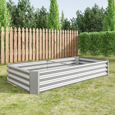 6'×3'×1' Metal Raised Garden Bed - Outdoor Rectangle Planter For Plants, Veggies & Flowers