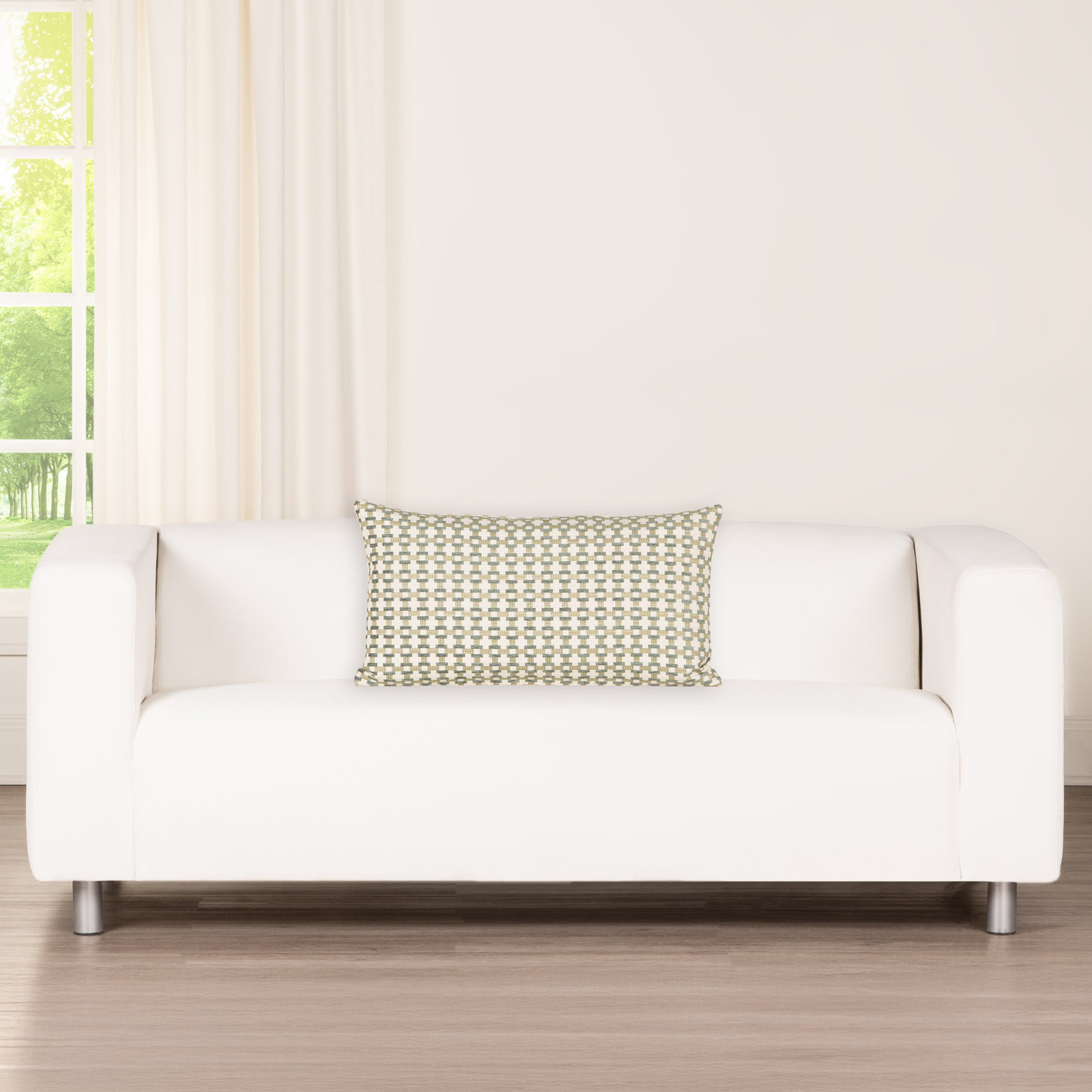 Birch Lane Stride Throw Pillow Lumbar, Green Geometric, Polyester