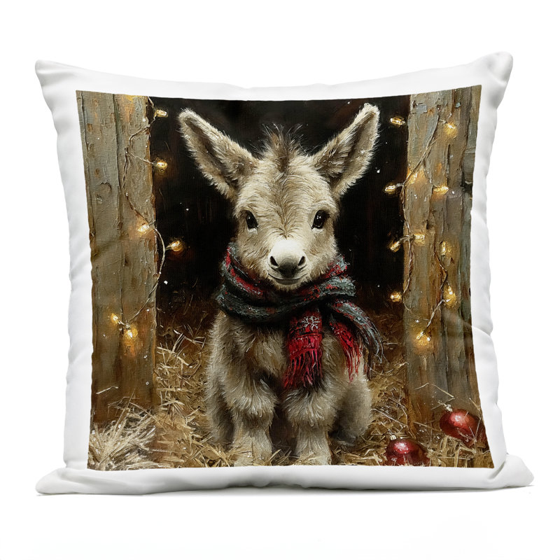 Coussin d'extérieur imprimé Baby Donkey & Holiday Lights par Riley B