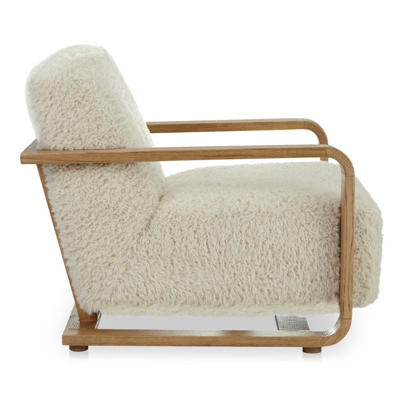 ECKERSLEY LOUNGE CHAIR CREAM FAUX FUR, Cream Faux Fur