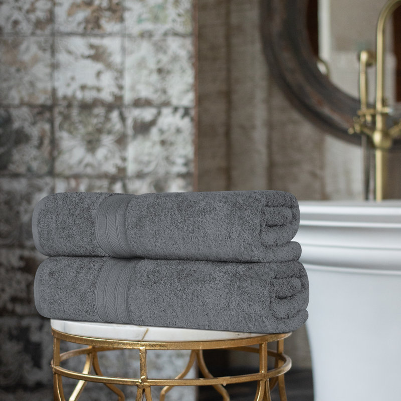 Glenlee Long Staple Combed Cotton Solid Highly Absorbent Bath Sheet, Gray