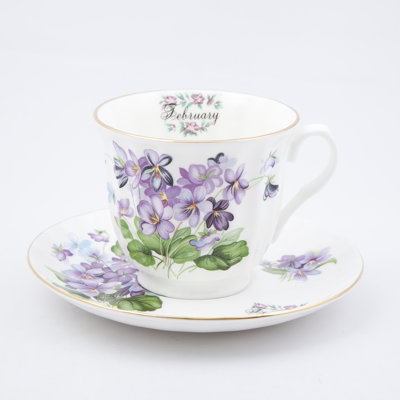 Flowers of the Month February 30cm Bone China Cup and Saucer