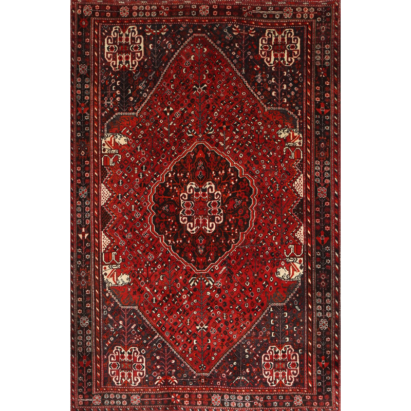 Tapis traditionnel rouge / brun Endri, Rectangle 5 pi x 7 pi