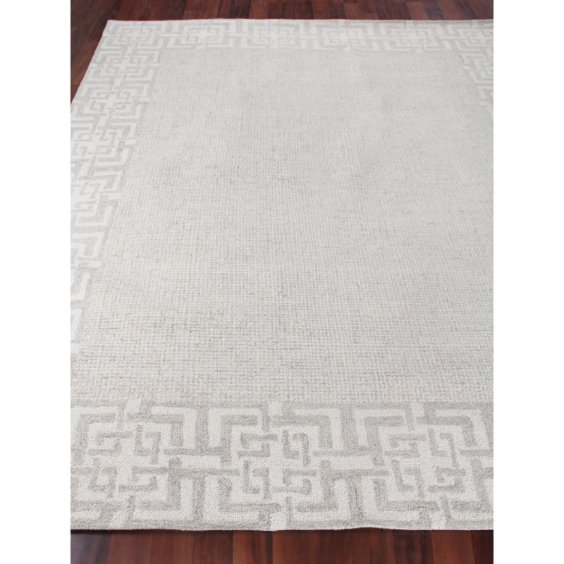 Caprice Oriental Handmade Wool Aqua Area Rug, Rectangle 9' x 12', Silver/Ivory