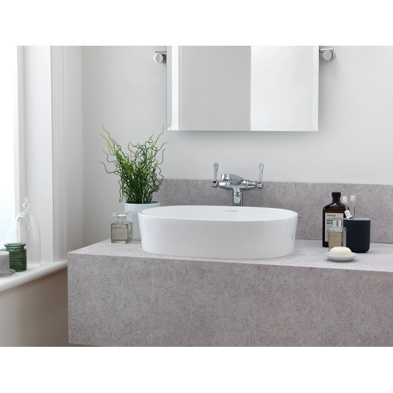 Ios Oval Vessel Bathroom Sink, Englishcast White