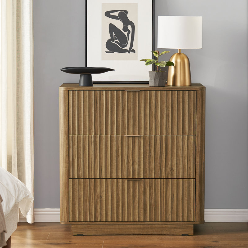 Commode 3 tiroirs l 32,2 po Dorcus, Brun / Noyer