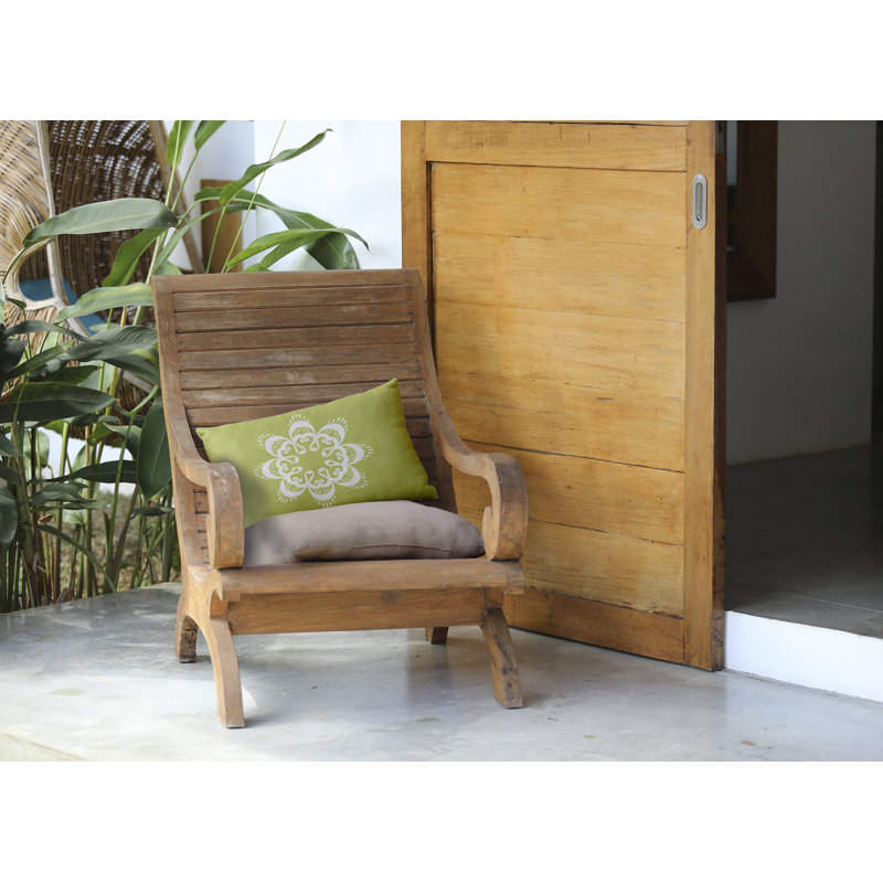 Geometric Outdoor Reversible Throw Pillow, Green