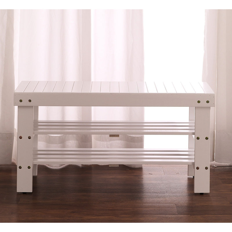 White Solid Wood Shelf Shoe Bench - Build, Easy To Put Together Quality Finish With And Functional Product