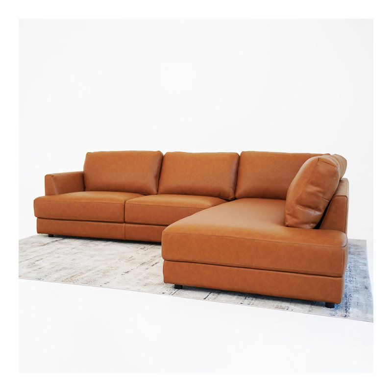 Canapé modulaire Glander - Cuir cognac, Orienté à droite
