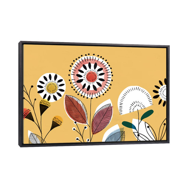 «Scandi Sunrise II» par Isabelle Z - impression d'art graphique, Toile avec cadre noir patiné, H 26 po x l 40 po x 1,5 po