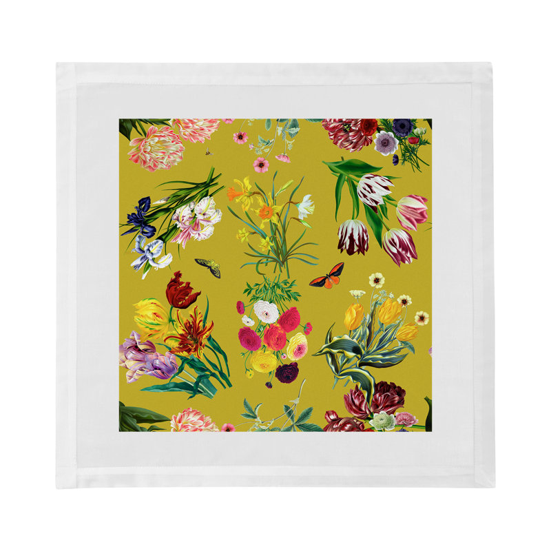 Flora Fauna Cotton Sateen Dinner Napkins, Acid