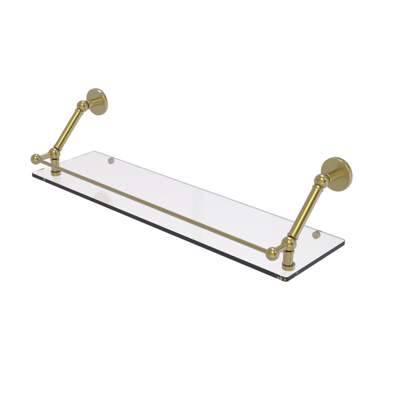 Tablette flottante Dalston avec barre de galerie, Laiton satiné, H 8 po x l 30 po x P 8,6 po