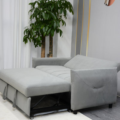 Lit en velours gris avec dispositif coulissant, 2 poches latérales et coussins, dossier réglable pour le salon, canapé-lit convertible, tissu, surface, véranda