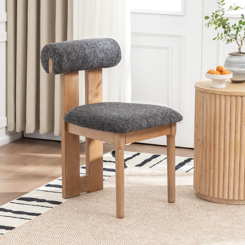 Chaise rembourrée en bois massif Morral, Gris foncé