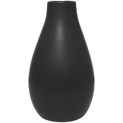 Black Ceramic Matte Decorative Vase, 12" x 12" x 20"