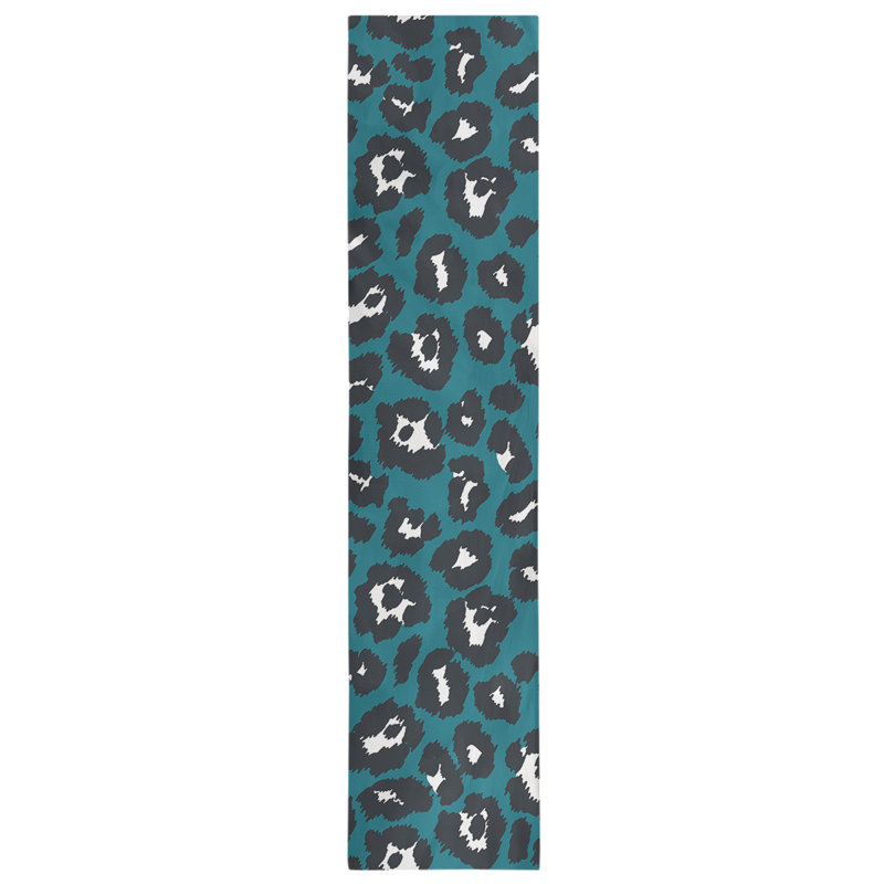 Animal Print Table Runner, 72" x 16", White/ Mustard