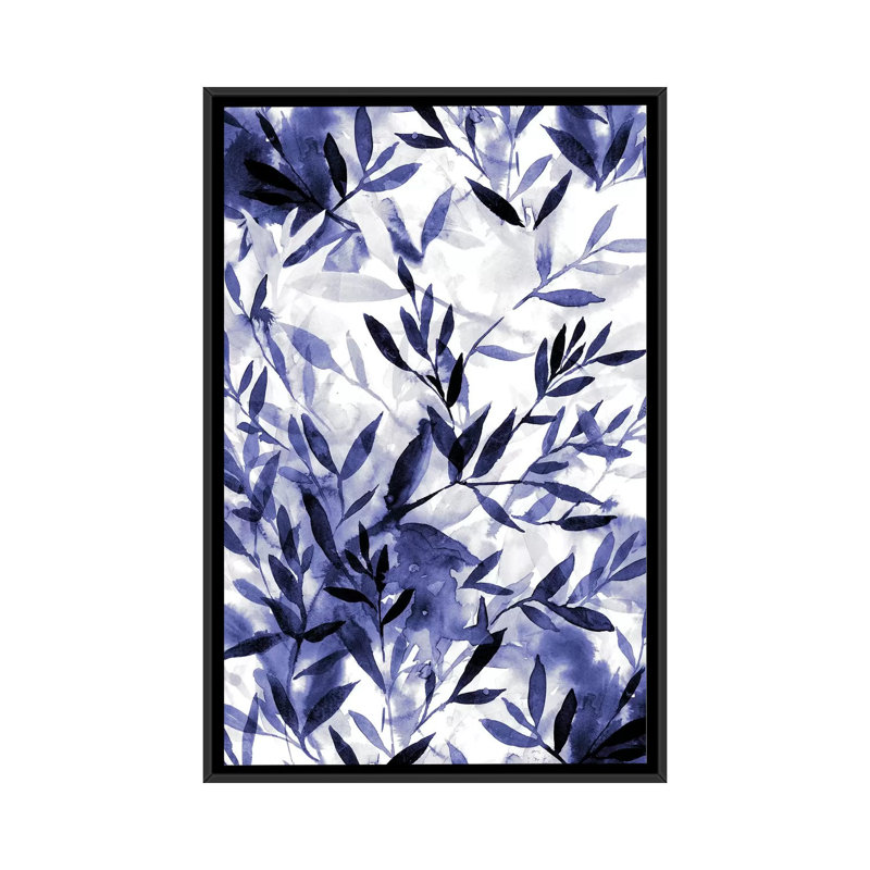 «Changements indigo», impression sur toile, H 26 po x l 18 po x P 1,5 po, Toile avec cadre noir, Pas de tapis