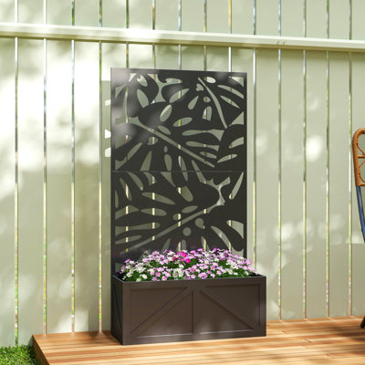 Lit de jardin surélevé autoportant ou mural en métal avec treillis
