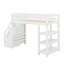 Twin Size Loft Bed With Shelves, Storage Staircase, Small Wardrobe And LED Light