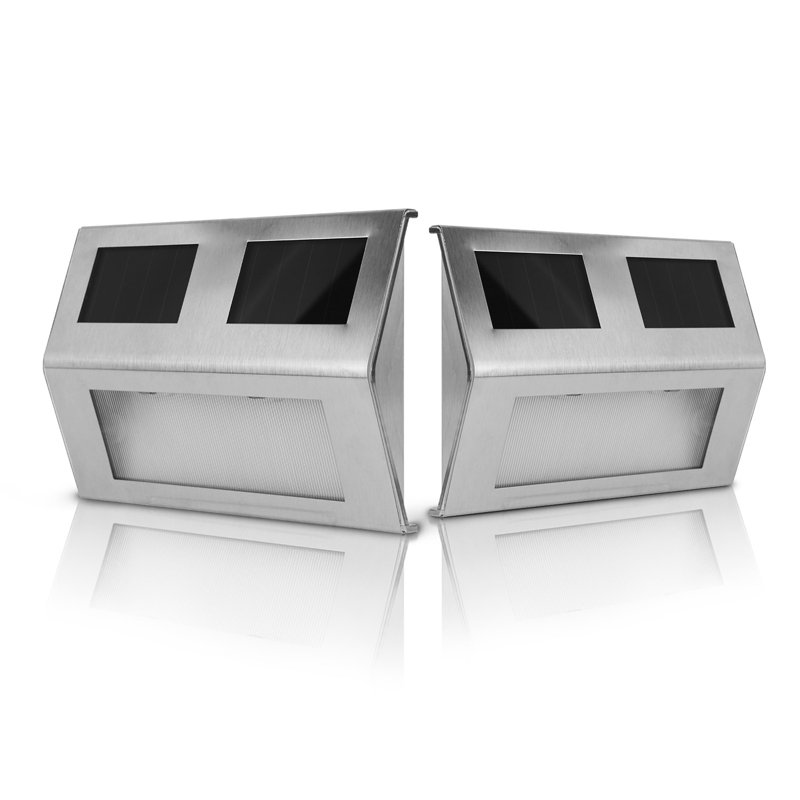 Silver Solar Powered Integrated LED Metal Pathway Light Kit