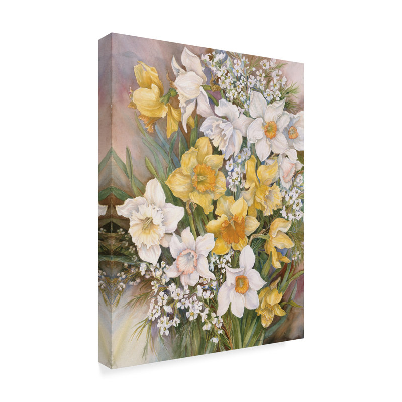 Yellow and White Daffodils Mid-Century Modern Canvas Art