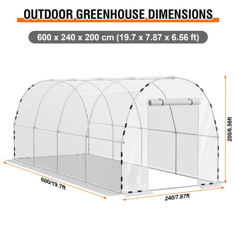 Walk-in Tunnel Greenhouse, Equipped With Galvanized Steel Frames And A Pe Cover, 7.9' W x 19.7' D
