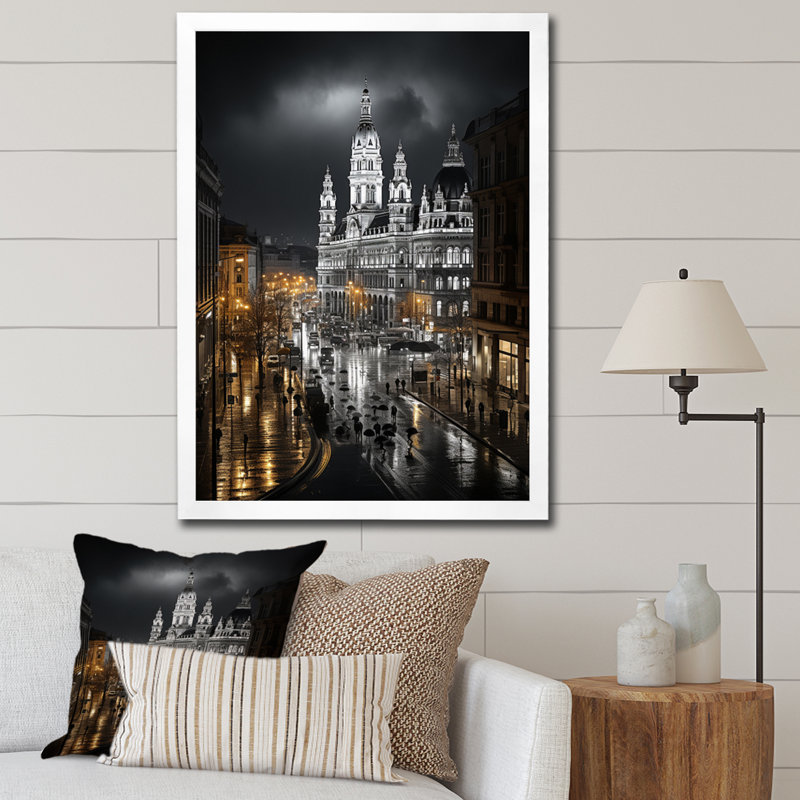 «Vienna Beautiful Beautiful Cityscape», reproduction sur toile encadrée, H 32 po x l 24 po x P 1 po, Cadre simple blanc
