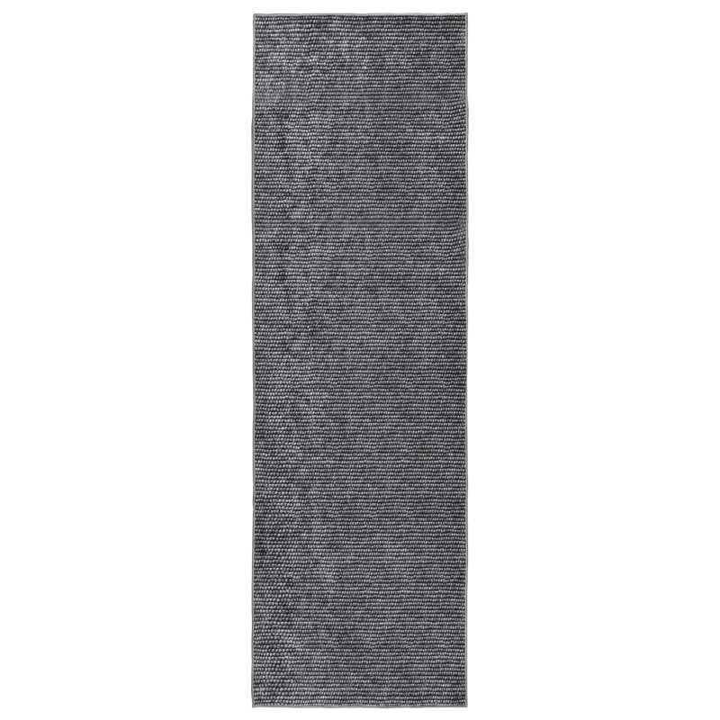 Rug Washable Indoor Area Living Room Short Pile, Anthracite, Rectangle 80 cm x 300 cm