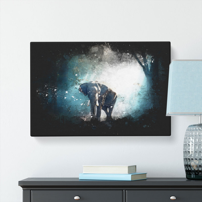 Elephant Roaming In A Green Forest - Wrapped Canvas, 50cm H x 76cm W x 3cm D