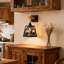 Ensemble de 2 appliques murales à brancher avec bouton à intensité variable, lampe de style campagnard rustique en bois industriel et lampe en métal pour le couloir du salon