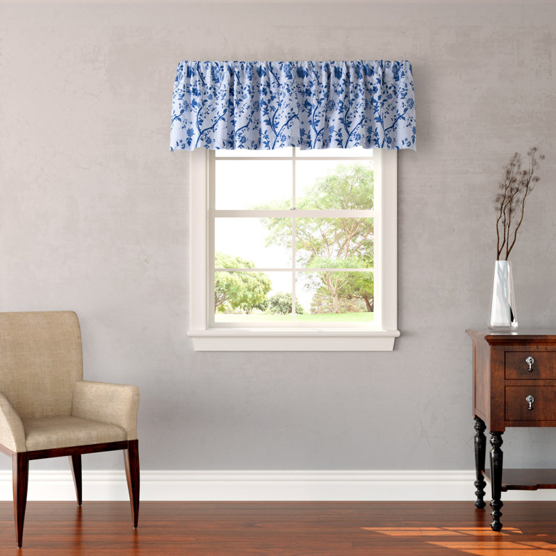 Cantonnière 100% coton à motif floral bleu / blanc Laura Ashley