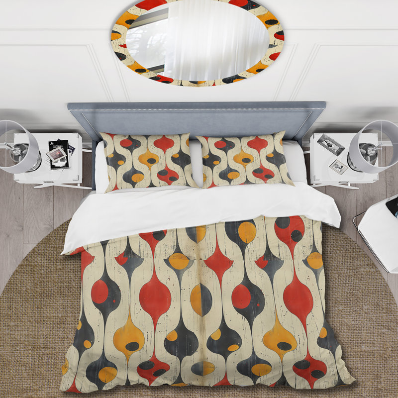 Ensemble de housse de couette orange et jaune Midcentury Charm III - Midcentury