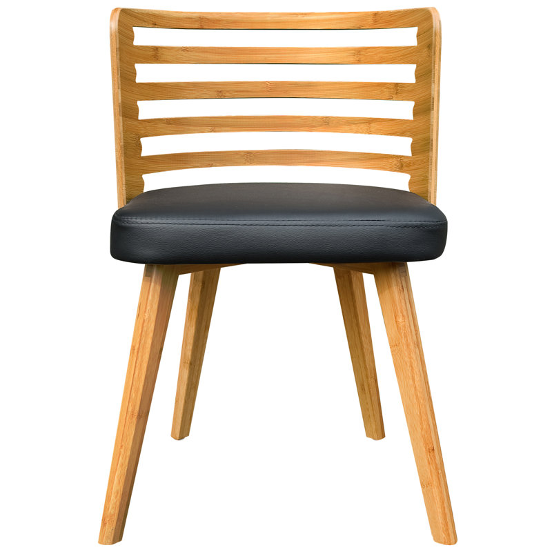 Chaise de salle à manger rembourrée en bambou Westhoff, Noir