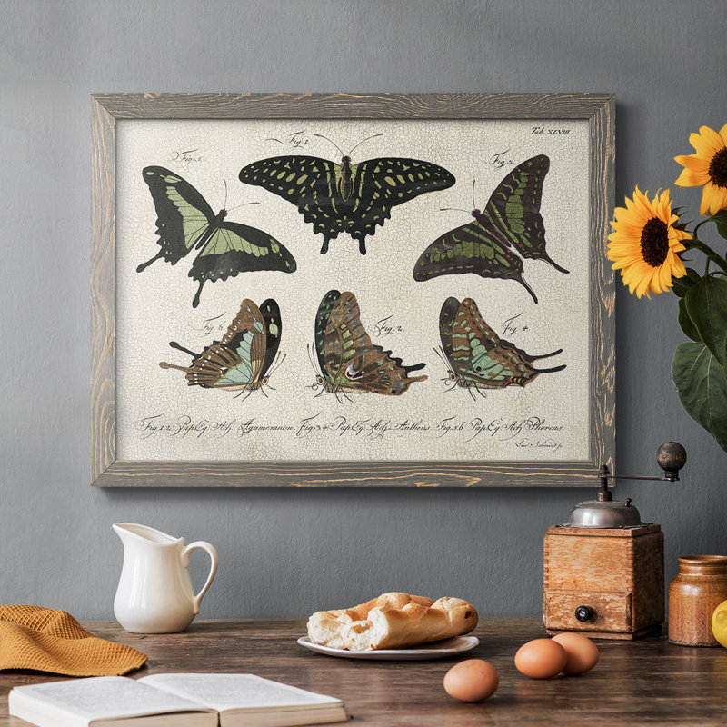 «Crackled Butterflies II», peinture sur toile encadrée, H 26 po x l 38 po x P 1,5 po, Gris