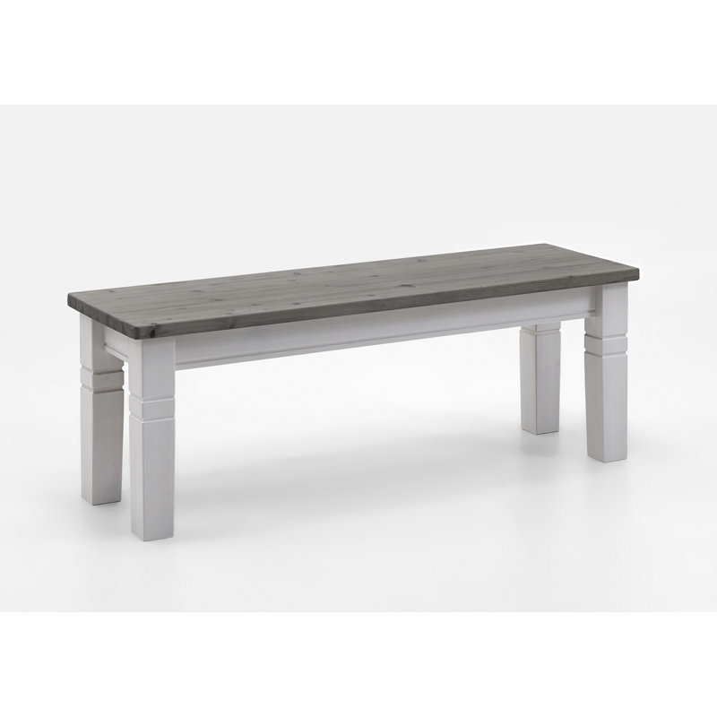 Polebridge Solid Wood Bench, White/Grey