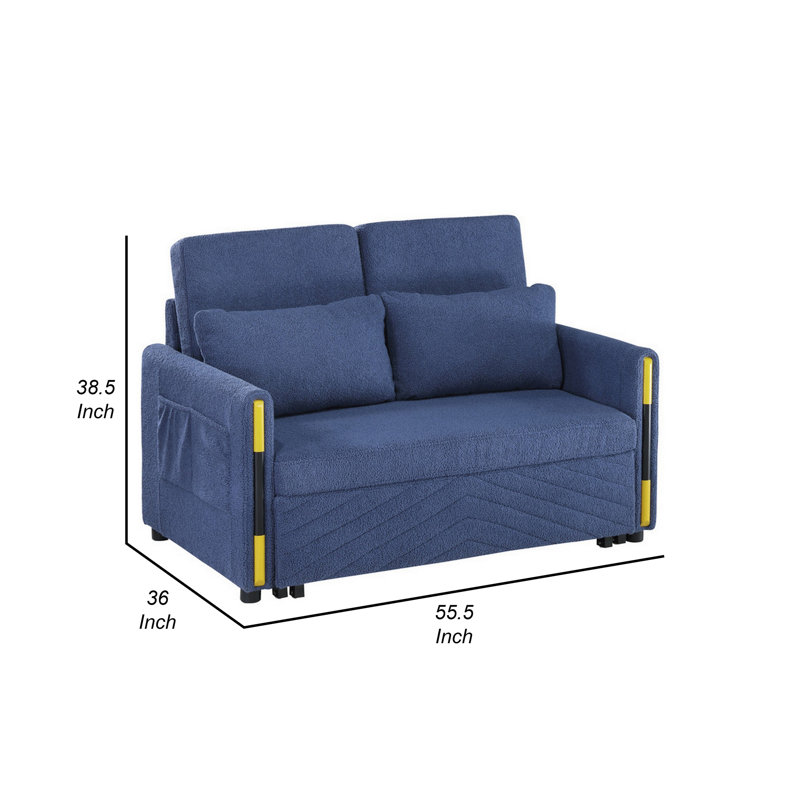 Canapé-lit rembourré 55,5 po Sconiers, Velours bleu marine