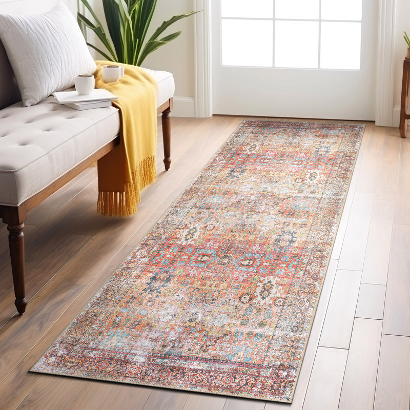 Tapis antidérapant transitionnel délavé à la machine, 2'6" x 7'
