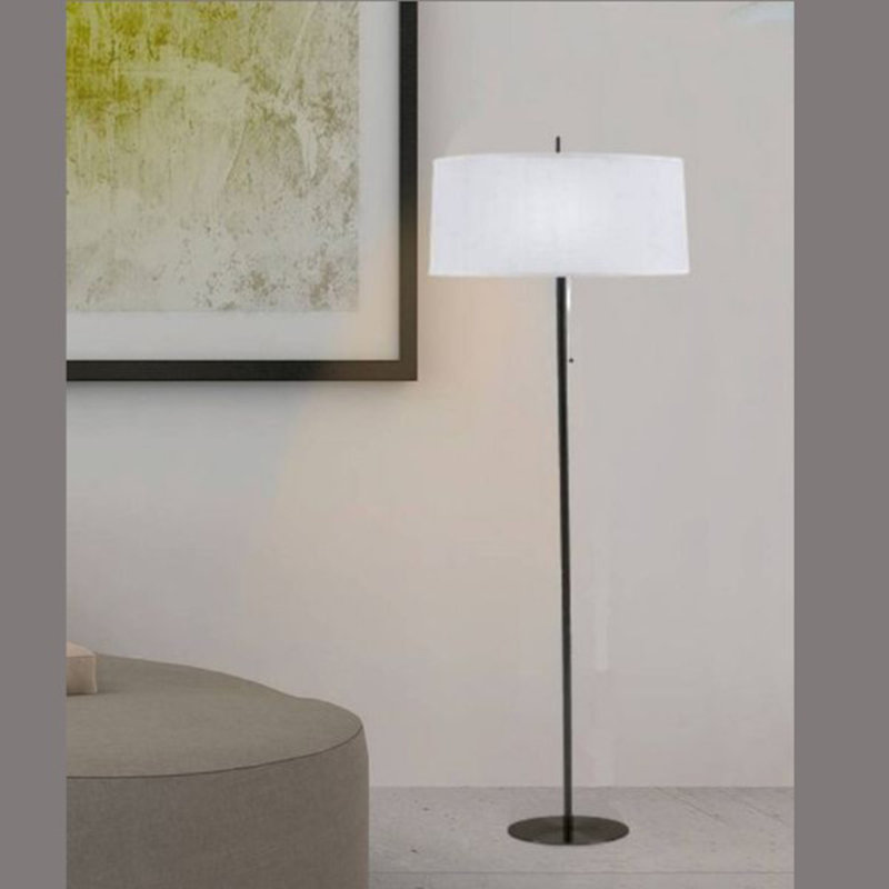 Juley 68'' Traditional Floor Lamp, Black with White Linen Shade