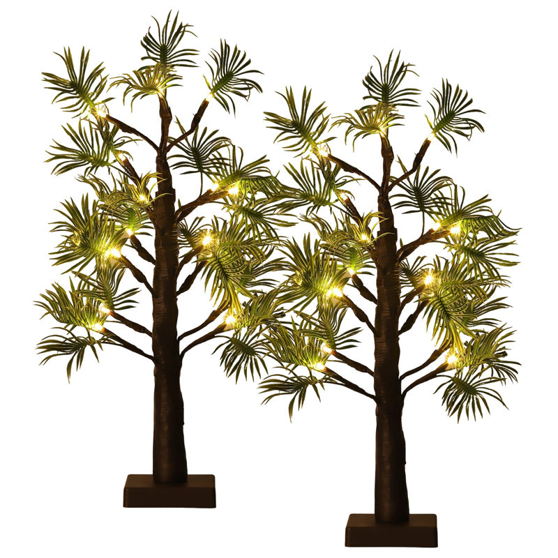 Lighted Artificial Bonsai Tree with 48 Warm White LEDs, Battery & USB Powered, Plantain
